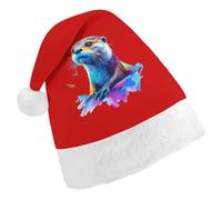 Otter Watercolor Trendy Christmas Hat Soft Breathable Xmas Beanie Santa Headwear for New Year Party