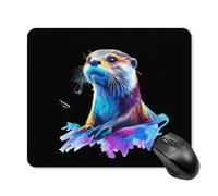 Otter Watercolor Trendy Gaming Mouse Pad Rubber Base Non-Slip Square Desk Mat Home Office 25 * 30cm