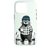 Otter With Beanie And Coffee - Funny Moody Beaver Case for iPhone 16 Pro