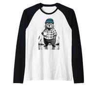 Otter with Beanie and Coffee - Funny Moody Beaver Raglan Baseball Tee