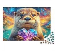 Otter with Crystal Heart 1000-Piece Jigsaw Puzzle Adorable Otter Brainteasing Challenge for Adults & Kids 70x50cm/1000pcs