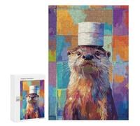 Otter with Hat Digital Painting Adult Puzzle, 300 PCS, Relaxing Jigsaw Activity, An Engaging Indoor Activity for Quiet Evenings, at Home