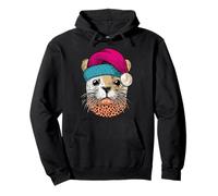 Otter With Santa Hat And Leopard Print Pullover Hoodie
