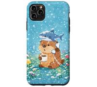 Otter With Shark And Coffee Winter Watercolor Flower Garden Case for iPhone 11 Pro Max