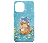 Otter With Shark And Coffee Winter Watercolor Flower Garden Case for iPhone 13 Pro Max