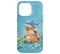 Otter With Shark And Coffee Winter Watercolor Flower Garden Case for iPhone 14 Pro Max