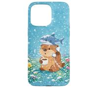 Otter With Shark And Coffee Winter Watercolor Flower Garden Case for iPhone 15 Pro Max