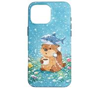Otter With Shark And Coffee Winter Watercolor Flower Garden Case for iPhone 16 Pro Max