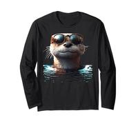 Otter with Sunglasses I Love Sea Otter Marten Cute Otter Long Sleeve T-Shirt