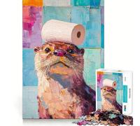 Otter with Toilet Paper Hard Jigsaw Puzzle for Adults 1000 Pieces Boost Memory Soothing Play Premium Cut Perfect Present (38x26cm)