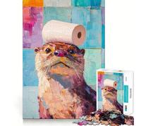 Otter with Toilet Paper Hard Jigsaw Puzzle for Adults 1000 Pieces Solid Logic Toy Simple Fun Precision Cut (38x52cm)
