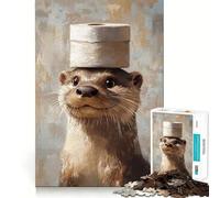 Otter with Toilet Paper Hat 1000 Piece Jigsaw Puzzles for Adults Jigsaw Smart Game Together Fun Image Assembly Seasonal Gift (50x75cm)