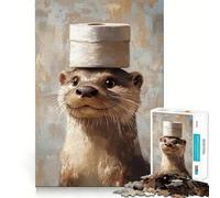 Otter with Toilet Paper Hat 1000 Pieces Jigsaw Puzzles for Adults Brain Challenge Toy Indoor Play Precise Cut Fine Art Piece (38x52cm)