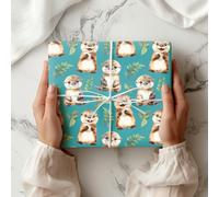 Otter Wrapping Paper Sheet - Cute Watercolor Sea Otters Gift Wrap, Animal Pattern Paper Birthday Kids Women Her Him - W210, Teal, 1 Meter Roll - 58cm x 100cm/ 22.8" x 39.3"