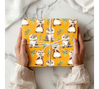 Otter Wrapping Paper Sheet - Cute Watercolor Sea Otters Gift Wrap, Animal Pattern Paper Birthday Kids Women Her Him - W210, Orange, Medium Sheet - 42 x 58cm / 15.7" x 22.8" inches