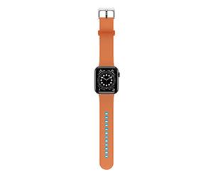 OtterBox All Day Watch Band for Apple Watch Series 9/8/7/6/SE 2nd gen/SE 1st gen/5/4/3-42mm/44mm/45mm, Replacement Durable Soft Touch Silicone Strap for Apple Watch, Orange/Blue