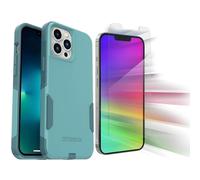 OtterBox Commuter Series Case for iPhone 13 Pro Max (Only) - with Zagg Glass Elite Clear Screen Protector - Non-Retail Packaging - Riveting Way (Teal)