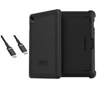 OtterBox Defender Series Case for Galaxy Tab S10 FE and S9 FE Bundle - Black - Rugged & Durable - with Built in Screen Protector - Device Stand Included - USB-C to USB-C Cable - Non-Retail Packaging