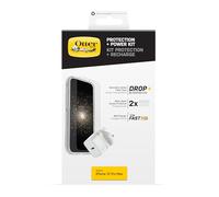 OtterBox Drop Protection Bundle for Apple iPhone 12 Pro Max, Symmetry Clear Protetive Thin Case, Alpha Glass Sreen Protector and UK USB-C 20W USB-C PD Fast Wall Charger, White