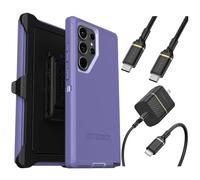 OtterBox Galaxy S23 Ultra (Only) Bundle: - Defender Series Case - Mountain Majesty (Purple) - Rugged & Durable - with Port Protection - Holster Clip Included - USB-C to USB-C Wall Charging Kit, 20W.