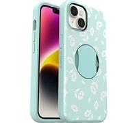 OtterBox iPhone 14 and iPhone 13 OtterGrip Symmetry Series Case - POPPIES BY THE SEA (Blue), built-in grip, sl ase, snaps to MagSafe, raised edges protect camera & screen