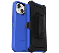 OtterBox iPhone 14 & iPhone 13 Defender Series Case - RAIN CHECK (Blue), rugged & durable, with port protection, includes holster clip kickstand