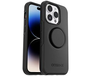 OtterBox iPhone 14 Pro Max (ONLY) Otter + Pop Symmetry Series Case - Black, Integrated PopSockets PopGrip, Slim, Pocket-Friendly, Raised Edges Protect Camera & Screen