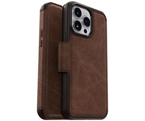 OtterBox iPhone 14 Pro Max (ONLY) Strada Series Case - ESPRESSO (Brown), card holder, genuine leather, pocket-friendly, folio case