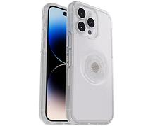 OtterBox iPhone 14 Pro (ONLY) Otter + Pop Symmetry Series Clear Case - STARDUST POP (Clear/Glitter), integrated PopSockets PopGrip, slim, pocket-friendly, raised edges protect camera & screen