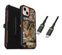 OtterBox iPhone 15 Plus (Only) Bundle: - Defender Series Case - Realtree Blaze Edge (Camo) - Holster Clip Included - Microbial Defense Protection - USB-C to USB-C Cable - Non-Retail Packaging