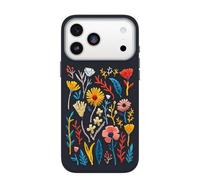 OtterBox iPhone 17 Pro Max Symmetry Series Cactus Embroidery Leather Case - Enchanted Garden - Blue - Artistic Floral Embroidered Textured Case for iPhone 17 Pro Max