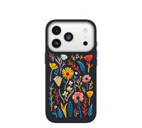 OtterBox iPhone 17 Pro Symmetry Series Cactus Leather Embroidery Case - Enchanted Garden - Blue - Textured, Embroidered Floral Artistic iPhone Case