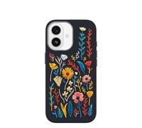 OtterBox iPhone 17 Symmetry Series Cactus Embroidery Leather Case - Enchanted Garden - Blue - Artistic Floral Embroidered Textured iPhone Case