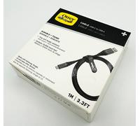 OtterBox Premium Reinforced Braided USB-A to USB-C Cable, Charging Cable for Smartphone and Tablet, Ultra-Rugged, Bend and Flex Tested, 1M, Black