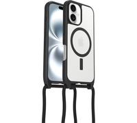 OtterBox React Series Necklace MagSafe Case for iPhone 16, Ultra-Slim, Protective Case with Adjustable and Detachable Necklace Strap, Tested to Military Standard, Clear/Black, Non-Retail Packaging