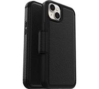 OtterBox Strada Case for iPhone 14 Plus, Shockproof, Drop proof, Premium Leather Protective Folio with Two Card Holders, 3x Tested to Military Standard, Black