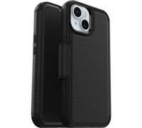 OtterBox Strada Case for iPhone 15 for MagSafe, Shockproof, Drop proof, Premium Leather Protective Folio with Two Card Holders, 3x Tested to Military Standard, Black, No Retail Packaging