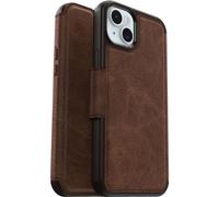 OtterBox Strada Case for iPhone 15 Plus for MagSafe, Shockproof, Drop proof, Premium Leather Protective Folio with Two Card Holders, 3x Tested to Military Standard, Brown