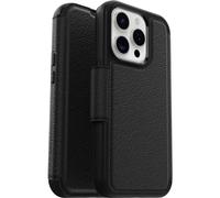 OtterBox Strada Case for iPhone 15 Pro for MagSafe, Shockproof, Drop proof, Premium Leather Protective Folio with Two Card Holders, 3x Tested to Military Standard, Black