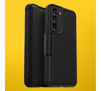OtterBox Strada Case for Samsung Galaxy S22, Shockproof, Drop proof, Premium Leather Protective Folio with Two Card Holders, 3x Tested to Military Standard, Black