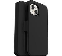 OtterBox Strada Via Case for iPhone 14 Plus, Shockproof, Drop Proof, Slim, Soft Touch Protective Folio Case with Card Holder, 2x Tested to Military Standard, Black