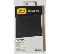 OtterBox Strada Via Case for Samsung Galaxy S23 Ultra, Shockproof, Drop Proof, Slim, Soft Touch Protective Folio Case with Card Holder, 2x Tested to Military Standard, Black
