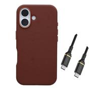 OtterBox Symmetry Series Cactus Leather Case for iPhone 16 - Magsafe Compatible - USB-C to USB- C Cable Included - Non Retail Packaging - Rich Adobe (Brown)