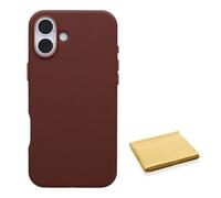 OtterBox Symmetry Series Cactus Leather Case for iPhone 16 Plus - Magsafe Compatible - Cleaning Cloth Included - Non Retail Packaging - Rich Adobe (Brown)