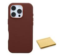 OtterBox Symmetry Series Cactus Leather Case for iPhone 16 Pro - Magsafe Compatible - Cleaning Cloth Included - Non Retail Packaging - Rich Adobe (Brown)