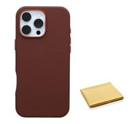 OtterBox Symmetry Series Cactus Leather Case for iPhone 16 Pro Max - Magsafe Compatible - Cleaning Cloth Included - Non Retail Packaging - Rich Adobe (Brown)