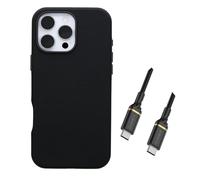OtterBox Symmetry Series Cactus Leather Case for iPhone 16 Pro Max - Magsafe Compatible - USB-C to USB- C Cable Included - Non Retail Packaging - Noir Ash Black