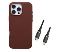 OtterBox Symmetry Series Cactus Leather Case for iPhone 16 Pro Max - Magsafe Compatible - USB-C to USB- C Cable Included - Non Retail Packaging - Rich Adobe (Brown)