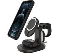 OtterBox Wireless 3-in-1 MagSafe Charging Stand, Black | Strong Magnetic Alignment & Attachment with MagSafe, Sleek Multi-Device Charging Station for iPhone, AirPods & Apple Watch