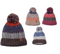 Otterdene Bartleby Waterproof Striped Bobble Hat with Sherpa Lining